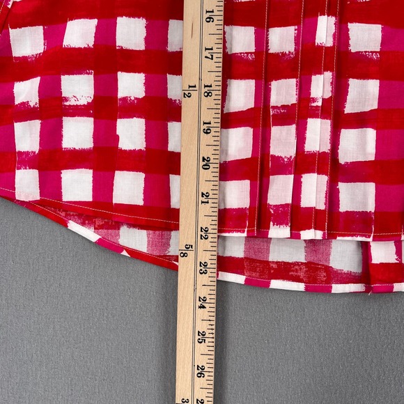 MARNI X UNIQLO Checked top Womens White Red Sleeveless Pleat Front Collared - Picture 16 of 16